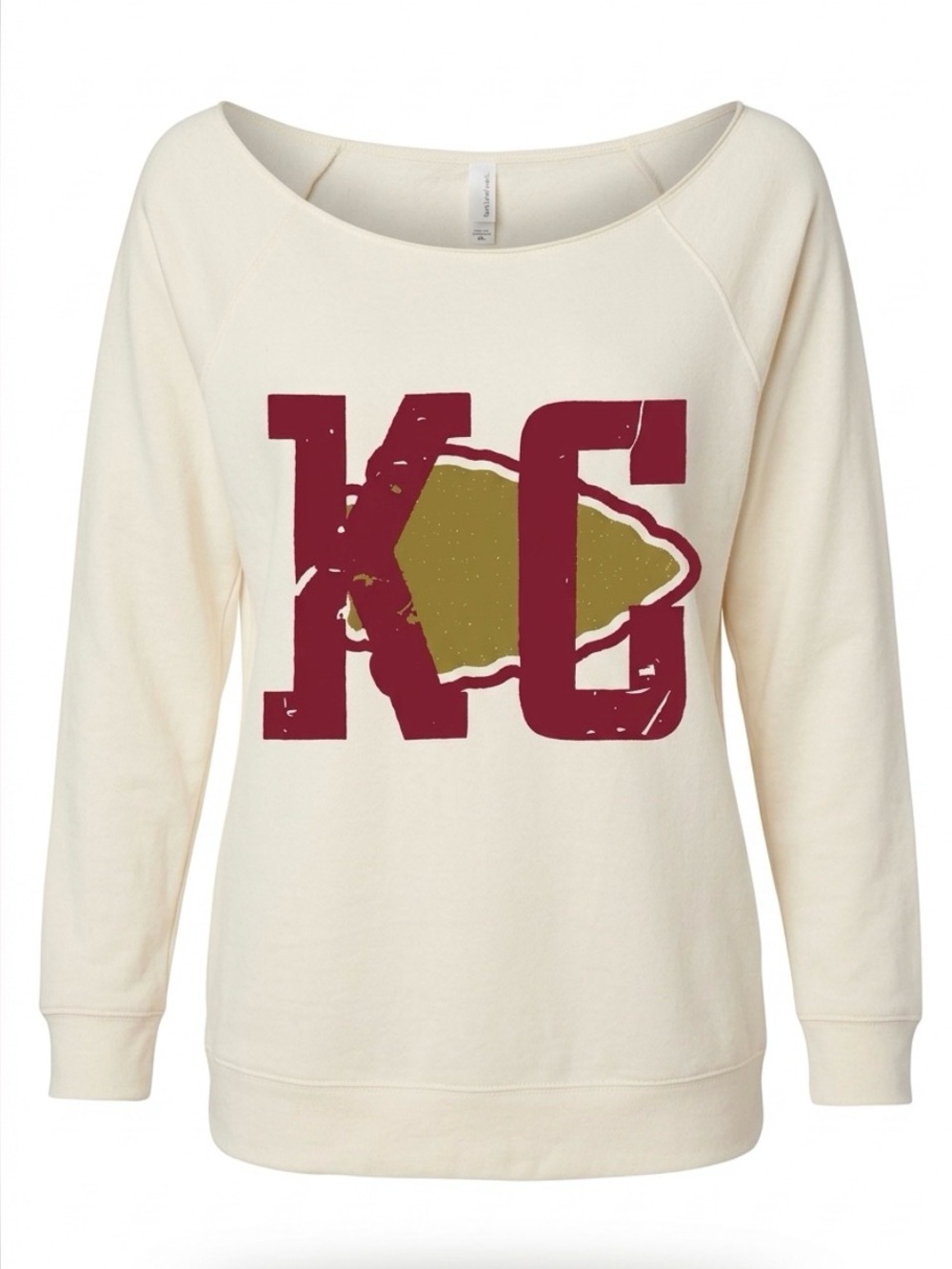 Cream Sweatshirt with Red Kansas City Chiefs Graphic